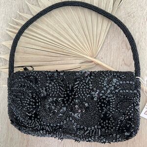 BLACK VIRAL BEADED BAG NWT